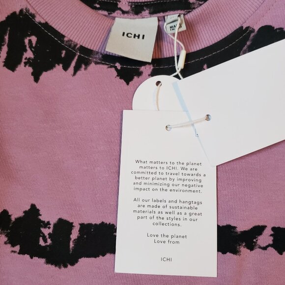 NWT ICHI Organic Purple with Black Abstract Stripes Crew Sweatshirt Size M - Picture 7 of 10